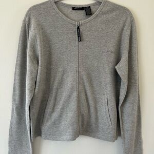 DKNY Jacket Heather Gray Casual Zip-Up 100% cotton